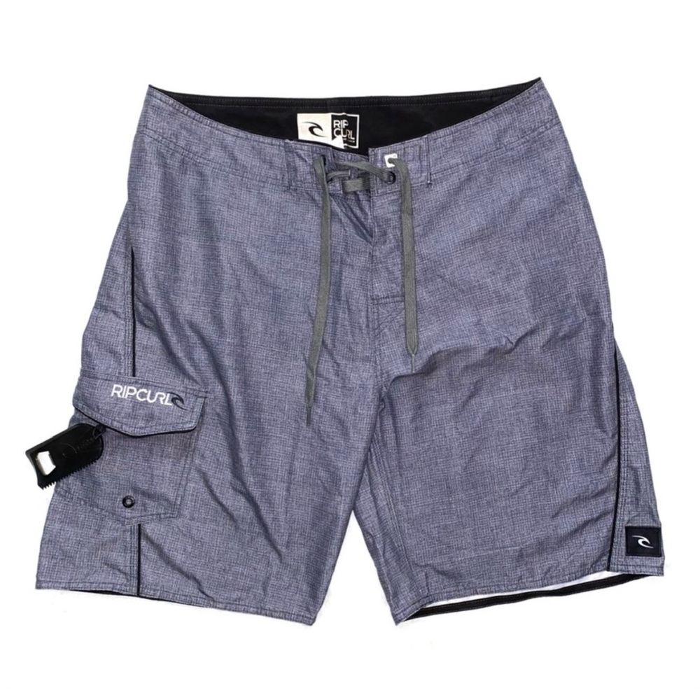 Rip Curl | Men's Grey Grid Print Drawstring Waist… - image 1
